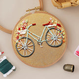 Embroidery Kit For Beginner With Trailer Bicycle Pattern