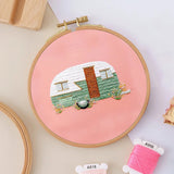 Embroidery Kit For Beginner With Trailer Bicycle Pattern