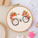 Embroidery Kit For Beginner With Trailer Bicycle Pattern