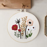 Embroidery Kit For Beginner | Modern Embroidery Kit with Pattern | Flowers Embroidery Full Kit with Needlepoint Hoop| DIY Craft Kit