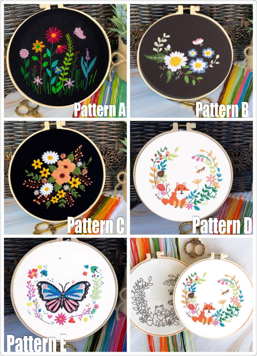 Flower Embroidery Kit for Beginner,needlepoint Kit,modern Embroidery Kit  With Pattern,hand Embroidery Kit Floral Sewing Gift 211011 