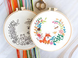Embroidery Kit For Beginner | Modern Embroidery Kit with Pattern | Flowers Embroidery Full Kit with Needlepoint Hoop| DIY Craft Kit