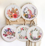 Embroidery Kit For Beginner| Modern Embroidery Kit with Pattern| Flowers Embroidery Full Kit with Needlepoint Hoop| DIY Craft Kit| Squirrel