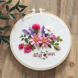Embroidery Kit For Beginner| Modern Embroidery Kit with Pattern| Flowers Embroidery Full Kit with Needlepoint Hoop| DIY Craft Kit| Squirrel