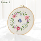 Embroidery Kit For Beginner| Modern Embroidery Kit with Pattern| Flowers Embroidery Full Kit with Needlepoint Hoop| DIY Craft Kit