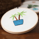 Embroidery Kit For Beginner| Modern Embroidery Kit with Pattern| Flowers Plant Easy Embroidery Full Kit with Needlepoint Hoop| DIY Craft Kit