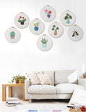 Embroidery Kit For Beginner| Modern Embroidery Kit with Pattern| Flowers Plant Easy Embroidery Full Kit with Needlepoint Hoop| DIY Craft Kit