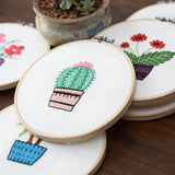 Embroidery Kit For Beginner| Modern Embroidery Kit with Pattern| Flowers Plant Easy Embroidery Full Kit with Needlepoint Hoop| DIY Craft Kit