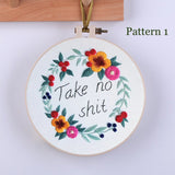 Embroidery Kit For Beginner| Modern Embroidery Kit with Pattern| Flowers Embroidery Full Kit with Needlepoint Hoop| DIY Craft Kit