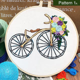 Embroidery Kit For Beginner With Trailer Bicycle Pattern