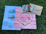 Embroidery Kit For Beginner With Trailer Bicycle Pattern