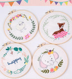 Embroidery Kit For Beginner| Modern Embroidery Kit with Pattern| Animal | Elephant Embroidery Full Kit with Needlepoint Hoop| DIY Craft Kit