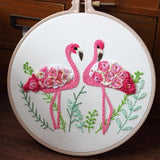 Embroidery Kit For Beginner| Modern Embroidery Kit with Pattern| Flamingo Embroidery Full Kit with Needlepoint Hoop| DIY Craft Kit