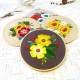 Embroidery Kit For Beginner| Modern Embroidery Kit with Pattern|Floral Embroidery Full Kit with Needlepoint Hoop| DIY Craft Kit Top Petunia
