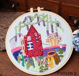 Embroidery Kit For Medium Level | Modern Embroidery Kit with Pattern| Embroidery Full Kit with Needlepoint Hoop| DIY Craft Kit Garden