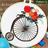 Embroidery Kit For Beginner With Trailer Bicycle Pattern