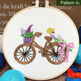 Embroidery Kit For Beginner With Trailer Bicycle Pattern