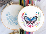 Embroidery Kit For Intermediate Level | Modern Embroidery Kit with Pattern| Flowers Embroidery Full Kit with Needlepoint Hoop| DIY Craft Kit