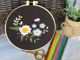 Embroidery Kit For Intermediate Level | Modern Embroidery Kit with Pattern| Flowers Embroidery Full Kit with Needlepoint Hoop| DIY Craft Kit