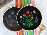 Embroidery Kit For Intermediate Level | Modern Embroidery Kit with Pattern| Flowers Embroidery Full Kit with Needlepoint Hoop| DIY Craft Kit