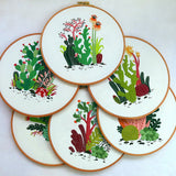 Modern Plant Embroidery Kit with Pattern With Wood Embroidery Hoop