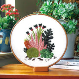Modern Plant Embroidery Kit with Pattern With Wood Embroidery Hoop