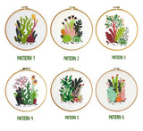 Modern Plant Embroidery Kit with Pattern With Wood Embroidery Hoop