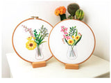 Embroidery Kit For Beginner | Modern Embroidery Kit with Pattern | Flowers Embroidery Full Kit with Needlepoint Hoop| DIY Craft Kit
