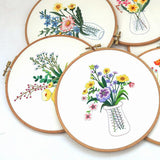 Embroidery Kit For Beginner | Modern Embroidery Kit with Pattern | Flowers Embroidery Full Kit with Needlepoint Hoop| DIY Craft Kit