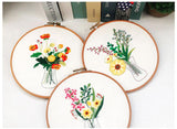 Embroidery Kit For Beginner | Modern Embroidery Kit with Pattern | Flowers Embroidery Full Kit with Needlepoint Hoop| DIY Craft Kit