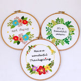 Embroidery Kit For Beginner | Modern Embroidery Kit with Pattern | Flowers Embroidery Full Kit with Needlepoint Hoop| DIY Craft Kit