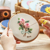 Embroidery Kit For Beginner | Modern Embroidery Kit with Pattern | Flowers Embroidery Full Kit with Needlepoint Hoop| DIY Craft Kit