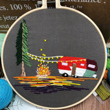 Embroidery Kit For Beginner With Trailer Bicycle Pattern