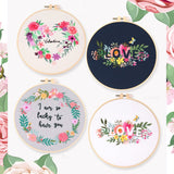 Embroidery Kit For Beginner | Modern Embroidery Kit with Pattern | Flowers Embroidery Full Kit with Needlepoint Hoop| DIY Craft Kit LOVE