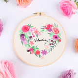 Embroidery Kit For Beginner | Modern Embroidery Kit with Pattern | Flowers Embroidery Full Kit with Needlepoint Hoop| DIY Craft Kit LOVE
