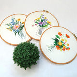 Embroidery Kit For Beginner | Modern Embroidery Kit with Pattern | Flowers Embroidery Full Kit with Needlepoint Hoop| DIY Craft Kit