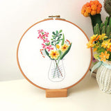 Embroidery Kit For Beginner | Modern Embroidery Kit with Pattern | Flowers Embroidery Full Kit with Needlepoint Hoop| DIY Craft Kit