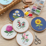 Embroidery Kit For Beginner | Modern Embroidery Kit with Pattern | Flowers Embroidery Full Kit with Needlepoint Hoop| DIY Craft Kit