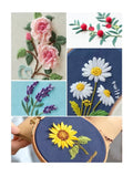 Embroidery Kit For Beginner | Modern Embroidery Kit with Pattern | Flowers Embroidery Full Kit with Needlepoint Hoop| DIY Craft Kit