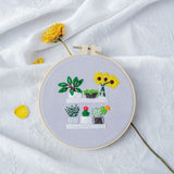 Embroidery Kit For Beginner | Modern Embroidery Kit with Pattern | Flowers Embroidery Full Kit with Needlepoint Hoop| DIY Craft Kit