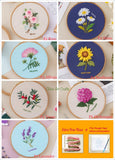 Embroidery Kit For Beginner | Modern Embroidery Kit with Pattern | Flowers Embroidery Full Kit with Needlepoint Hoop| DIY Craft Kit