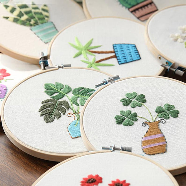 Easy Embroidery Kit Beginner Modern Floral Plant Hand 