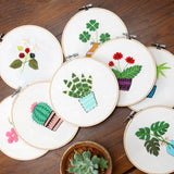 Embroidery Kit For Beginner| Modern Embroidery Kit with Pattern| Flowers Plant Easy Embroidery Full Kit with Needlepoint Hoop| DIY Craft Kit