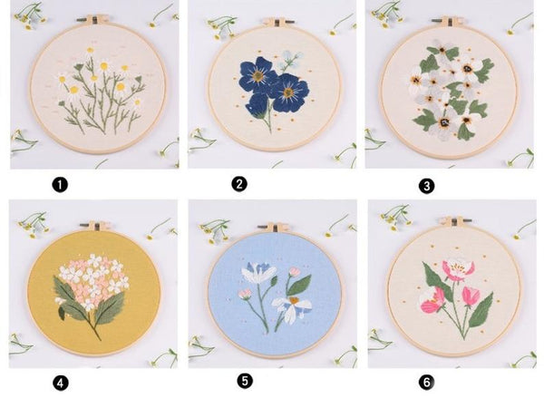 Embroidery Kit for Beginner Modern Flower Embroidery Kit With Pattern  Floral Embroidery Full Kit With Needlepoint Hoop DIY Craft Kit 
