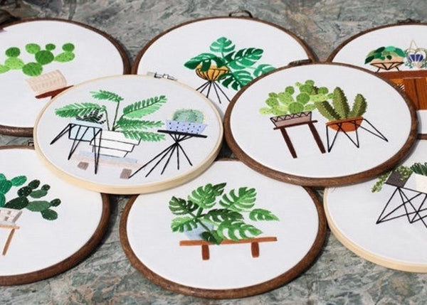 Hand Embroidery Kit for Beginners 20cm - DIY Craft Project - Plant Modern  Needle