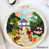 Embroidery Kit For Medium Level | Modern Embroidery Kit with Pattern| Embroidery Full Kit with Needlepoint Hoop| DIY Craft Kit Garden