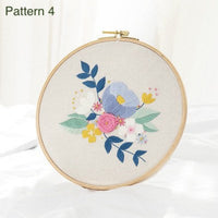 Embroidery Kit For Beginner| Modern Embroidery Kit with Pattern| Flowers Embroidery Full Kit with Needlepoint Hoop| DIY Craft Kit