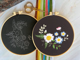 Embroidery Kit For Intermediate Level | Modern Embroidery Kit with Pattern| Flowers Embroidery Full Kit with Needlepoint Hoop| DIY Craft Kit
