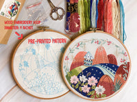 Modern Plant Embroidery Kit with Pattern With Wood Embroidery Hoop