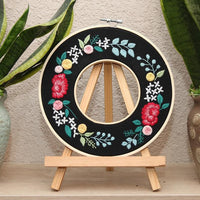 Embroidery Kit For Beginner| Modern Embroidery Kit with Pattern| Embroidery Full Kit with Needlepoint Hoop| DIY Craft Kit Double Hoops